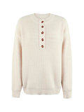 Chicmy-Casual Long Sleeves Solid Color Round-Neck Sweater Tops