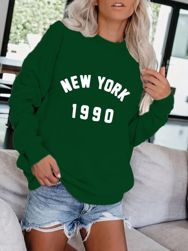 ChicmyText Letters Crew Neck Casual Sweatshirt