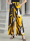 Chicmy-Urban High-Waisted Contrast Color Printed Wide Leg Pants