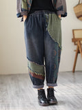 Chicmy-Contrast Color Fringed Split-Joint Long Sleeves Printed Outwear + Harem Pants  Two Pieces Set