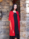 Chicmy-Soft Red Ramie Cotton Linen Cover-up Cardigan