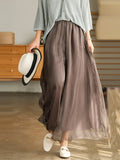 Chicmy-Casual Solid Color Chiffon Column Wide Leg Pants&Skirt