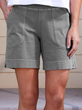 ChicmyJFN Solid Pocketed Casual Shorts