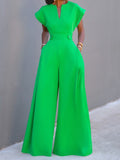 Chicmy-Urban Cap Sleeve Solid Color Wide Leg Jumpsuits