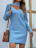 Chicmy-Beaded Cutout Rib-Knit Sweater Dress