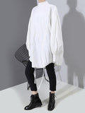 Chicmy-Drawstring Cropped Loose Stand Collar Shirt