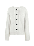 Chicmy-Simple Long Sleeves Loose Buttoned Solid Color Hooded Cardigan Coats