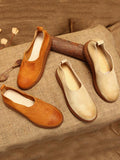 Chicmy-Simple Style Cowhide Soft Shoes