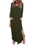 CHICMY-Graduation gift, graduation evening dress Split-Side Solid Color Loose Long Sleeves V-Neck Maxi Dresses