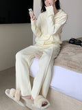 Chicmy-Urban Loose  Solid Color Cardigan Tops & Wide Leg Split-Front Pants Suits