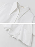 Chicmy-Creamy White Cropped Three-Quarter Sleeve Shirt