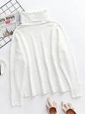 Chicmy-Casual Loose Solid Color High-Neck Long Sleeves Knitwear