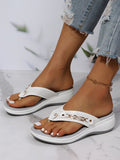 ChicmyMetal Rhinestone Slope Heel Flip-Flops