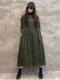 Chicmy-Original Solid Corduroy Lapel Dress