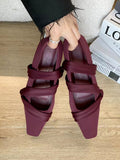 Chicmy-Solid Color Square-Toe Flat Shoes