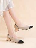 Chicmy-Contrast Color Pointed-Toe Shoes Pumps