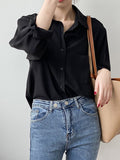 Chicmy-Urban Solid Color Lapel Long Sleeves Blouse