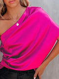 Chicmy-Urban Loose One-Shoulder Fuchsia Shirt Top