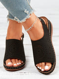 ChicmyJFN Ethnic Pattern Punched Hollow Velcro Vintage Sandals