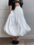 CHICMY-Graduation gift, graduation evening dress Loose Pleated Solid Color Lantern Skirts Bottoms