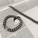 Chicmy-Korean style, Korean men's outfit, minimalist style, street fashionANCIENT DARK SILVER CHAIN BRACELET