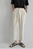 Chicmy-Graduation gift, Coachella Valley Music Festival Look,Elastic Waist Solid Colors Ankle Length Men Long Pants