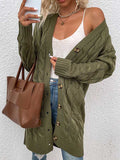 Chicmy-Urban Simple Loose Buttoned Solid Color Jacquard Cardigan Coat