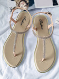 ChicmyRhinestone Thin Strap Waterproof PVC Beach Flip-flop Sandals