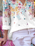 ChicmyShirt Collar Loose Floral Casual Blouse