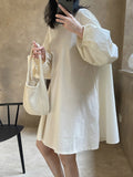 Chicmy-Urban Puff Sleeves Solid Color Round-Neck Mini Dress