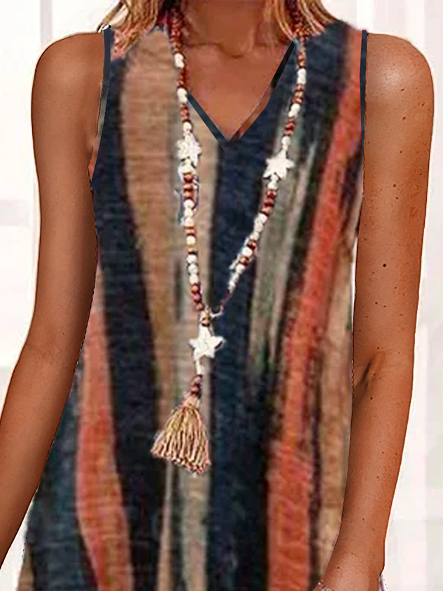 Chicmy Casual Striped Sleeveless Weaving Dress