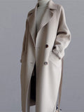 Chicmy-Urban Loose Solid Color Belted Woolen Coat