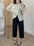 Chicmy-Solid Color High Waisted Loose Casual Pants Bottoms