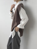 Chicmy-Knitting Irregularity Solid V-Neck Vest