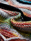 ChicmyWomen's Rainbow Striped Sweater Pocket Design Knit Cardigan