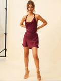 Chicmy-Simple Casual Sexy 6 Colors Halterneck Mini Dress