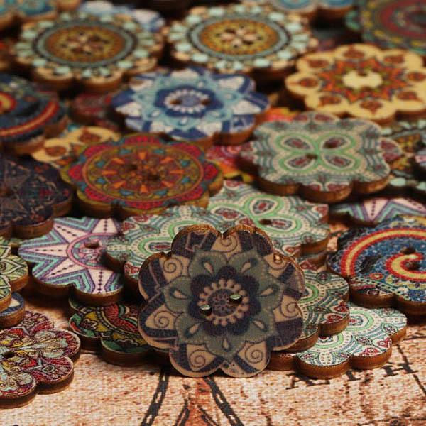Chicmy-About 100Pcs Multi-Color Wooden Buttons
