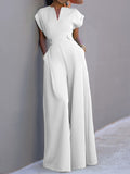 Chicmy-Urban Cap Sleeve Solid Color Wide Leg Jumpsuits