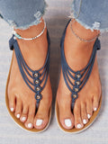 ChicmyJFN Beaded Thin Strap Bohemian Thong Sandals