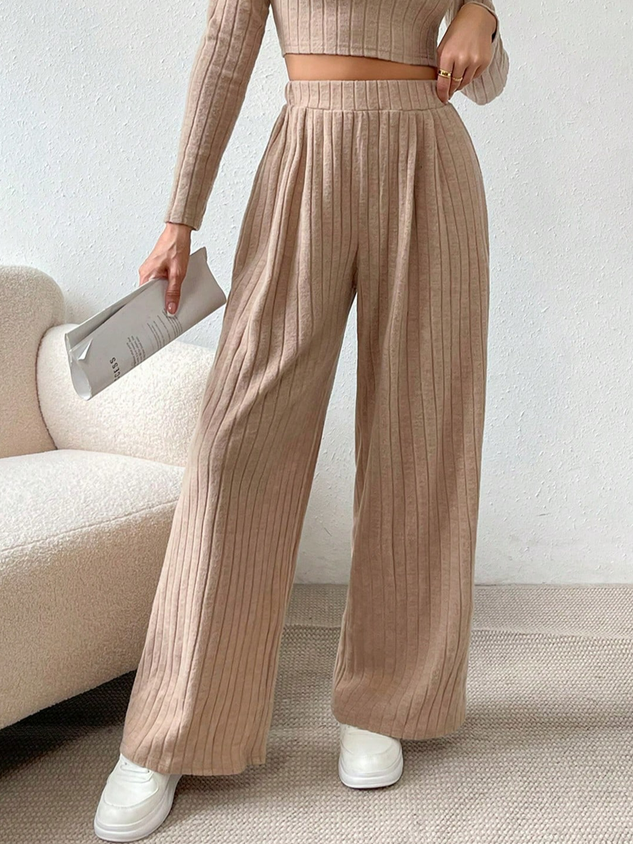 ChicmyKnitted Casual Plain Loose Pants