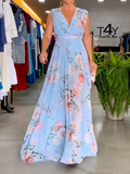 Chicmy-Stylish Floral Printed V-Back Elegant Maxi Dresses