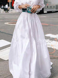 Chicmy-Long Sleeves Loose Belted Pleated Solid Color Lapel Maxi Dresses