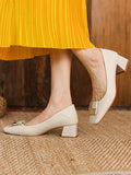 Chicmy-Elegant Square Buckle Chunky Square Mid Heel Shoes
