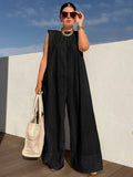 Chicmy-Solid Color Sleeveless Wide Leg Jumpsuits