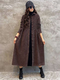 Chicmy-Original Solid Corduroy Lapel Dress