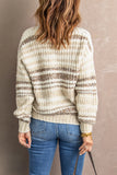 Chicmy-Women's Sweater Multicolored Stripe V-Neck Sweater