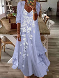 Chicmy- V-Neck Casual Loose Floral Print Long Sleeve Resort Set Maxi Dress