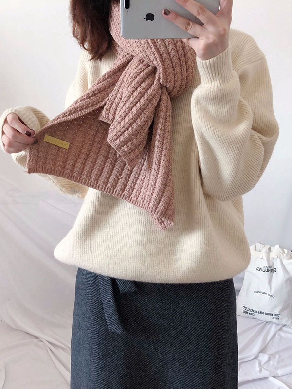 Chicmy-Stylish Solid Color Simple Warm Knitted Scarf