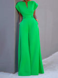 Chicmy-Urban Cap Sleeve Solid Color Wide Leg Jumpsuits