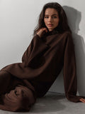 Chicmy-Casual Solid Color Irregularity High-Neck Sweater& Wide Leg Pants Suits